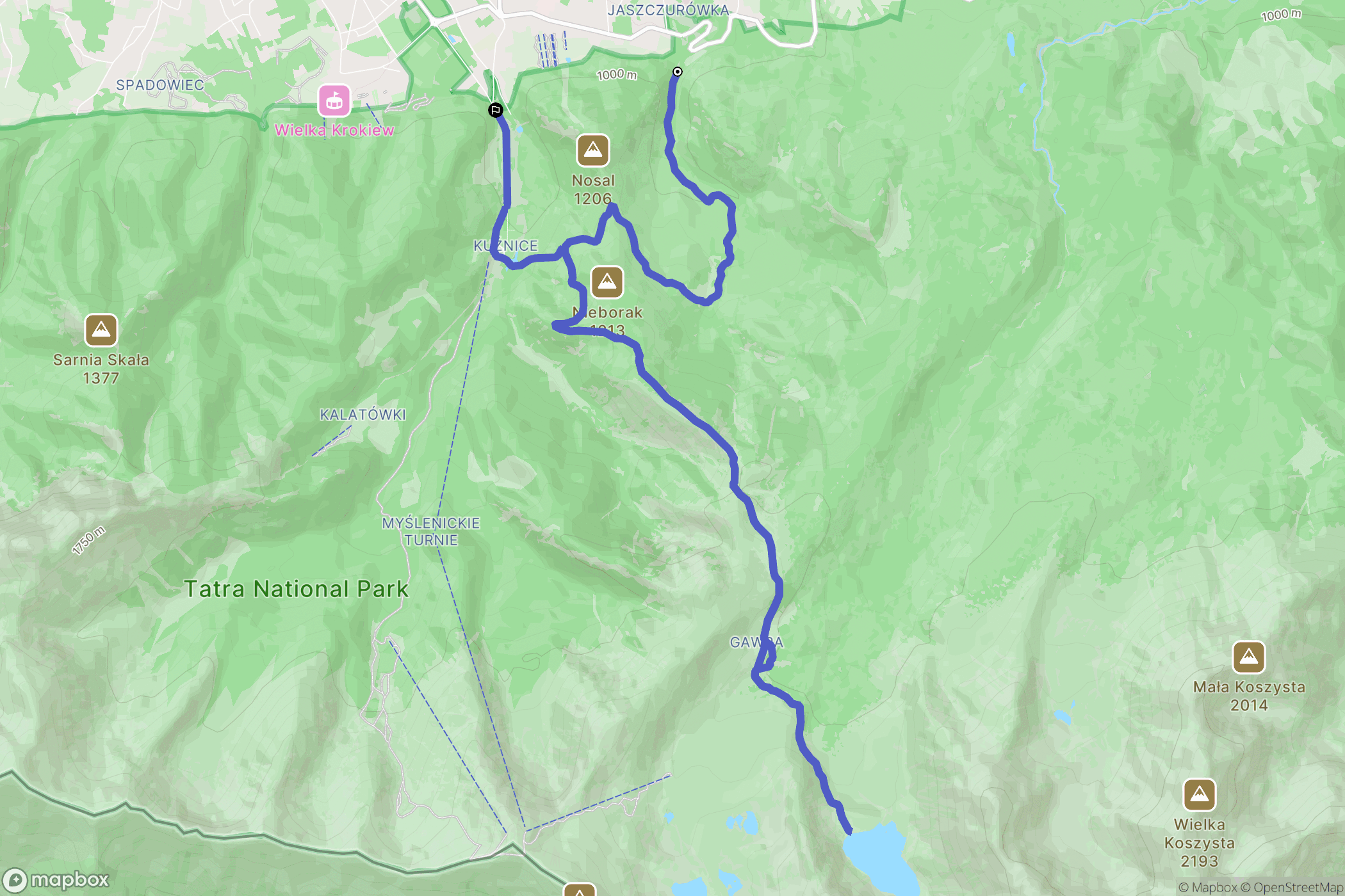 Zakopane: mapa trasy - Poland