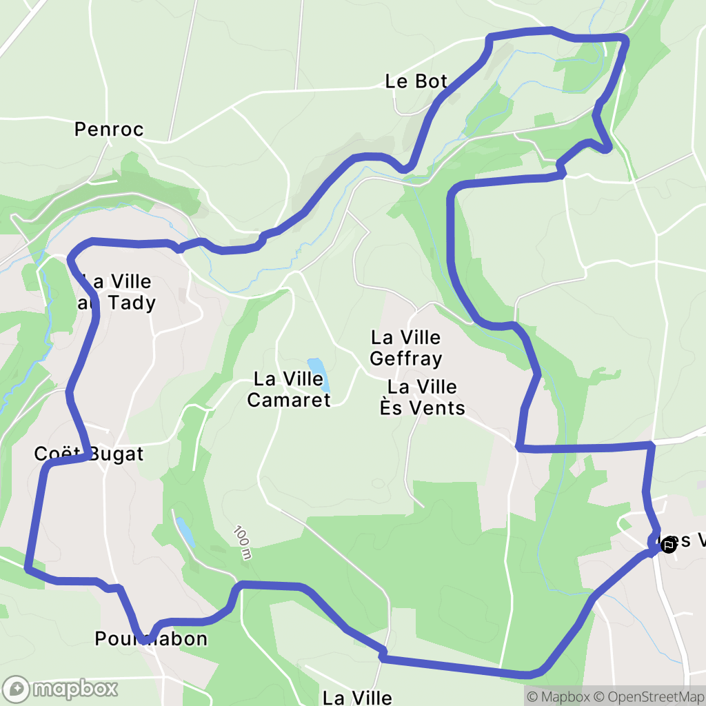 Guégon : carte du parcours de randonnée - France