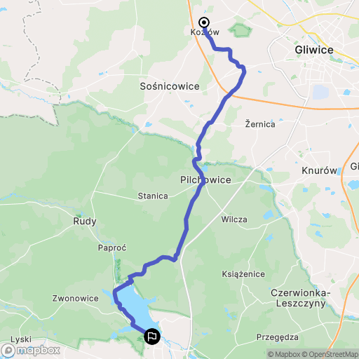 Kozłów: mapa trasy - Poland
