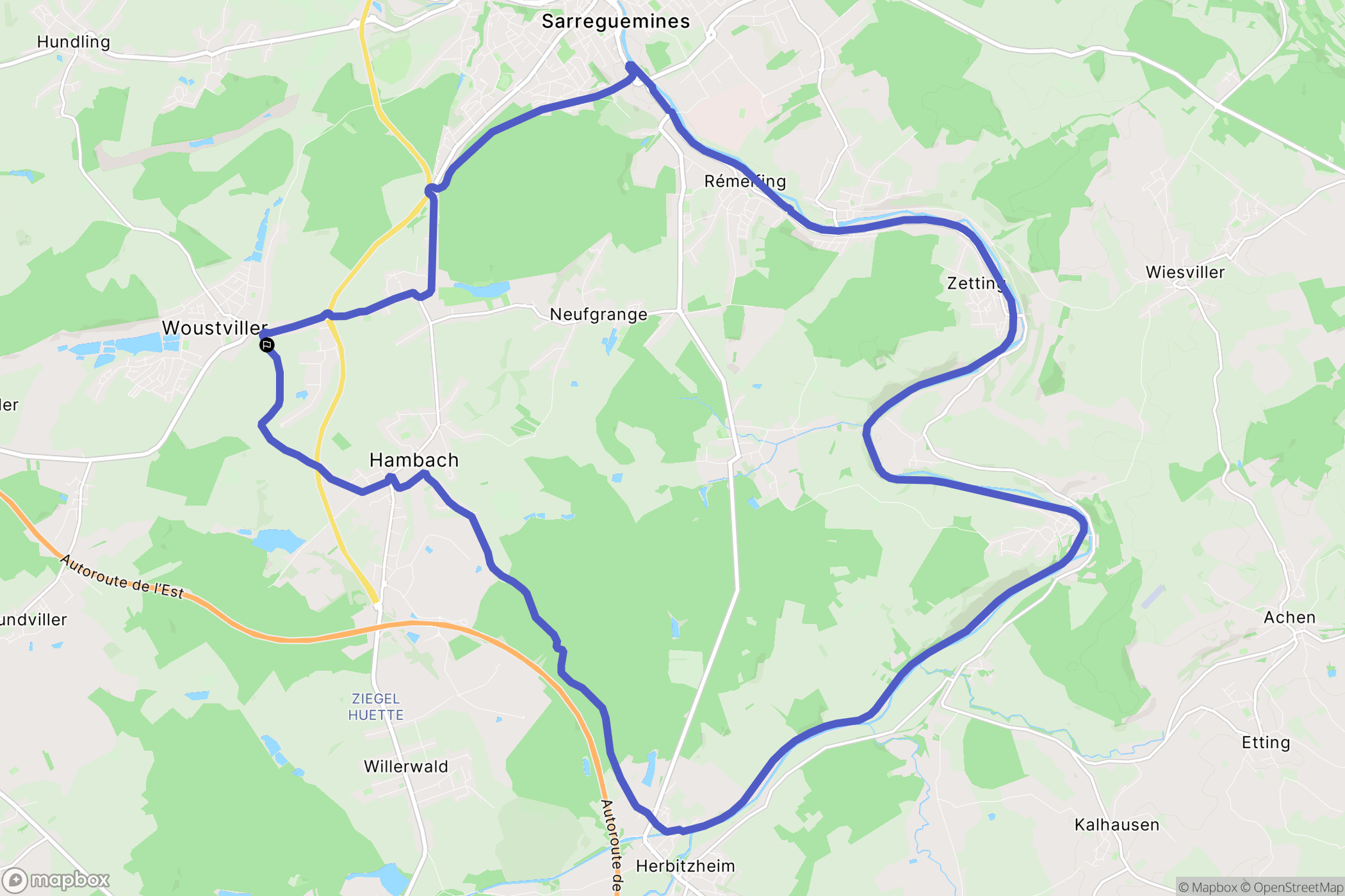 Woustviller : carte du parcours de randonnée - France