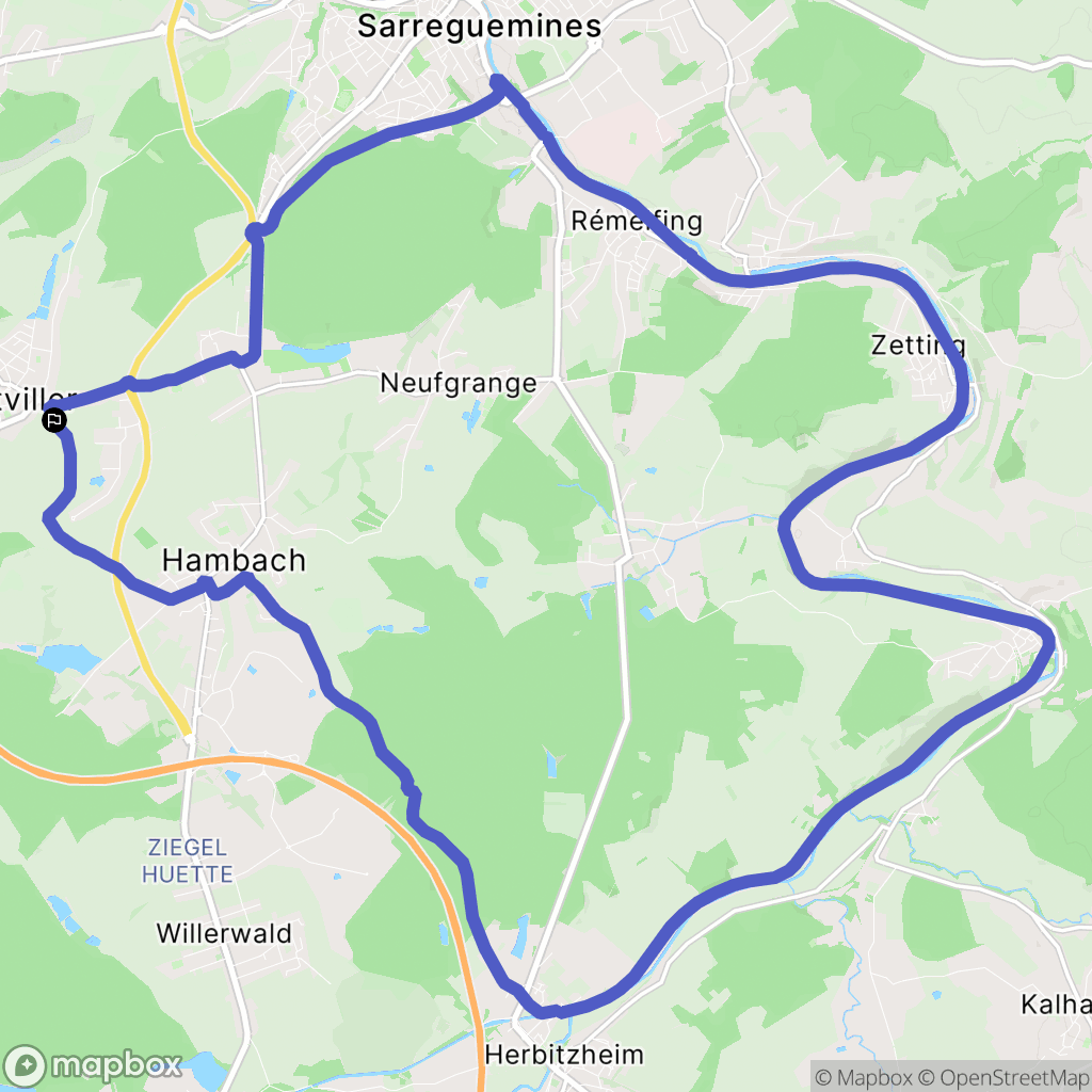Woustviller : carte du parcours de randonnée - France