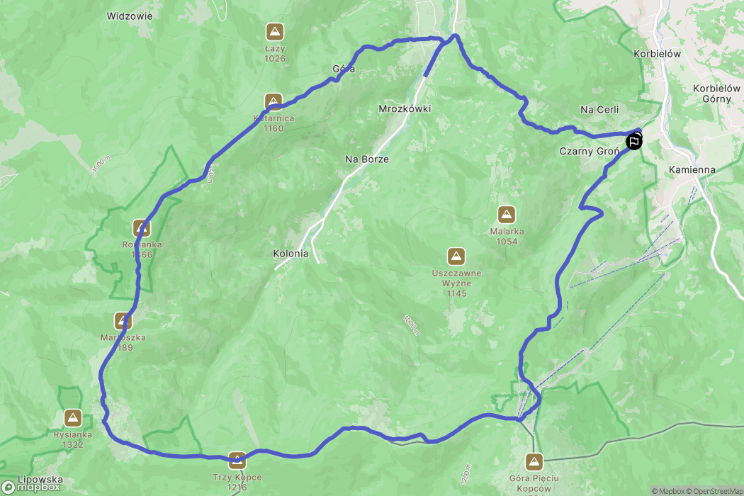 Korbielów: mapa trasy - Poland