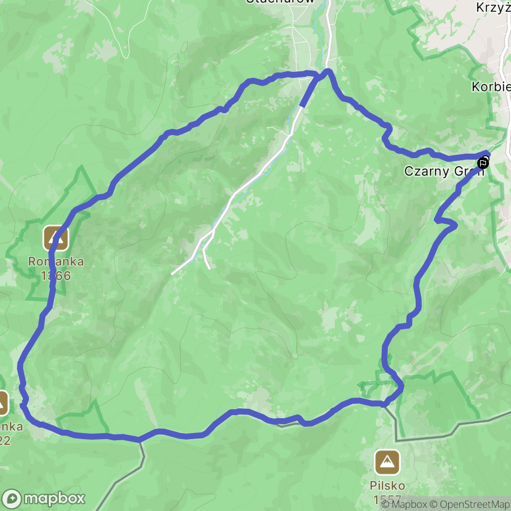 Korbielów: mapa trasy - Poland