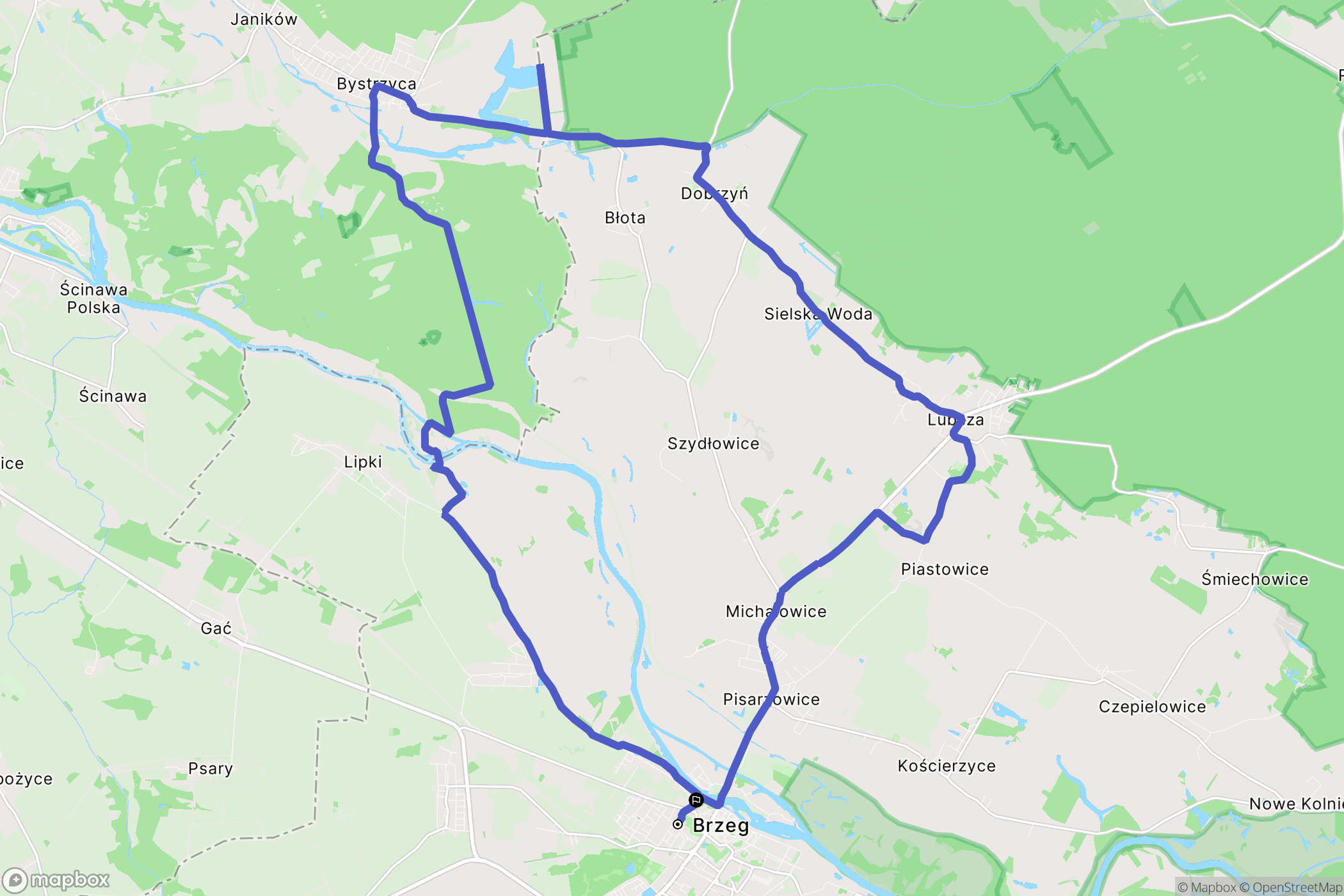 Brzeg: mapa trasy - Poland
