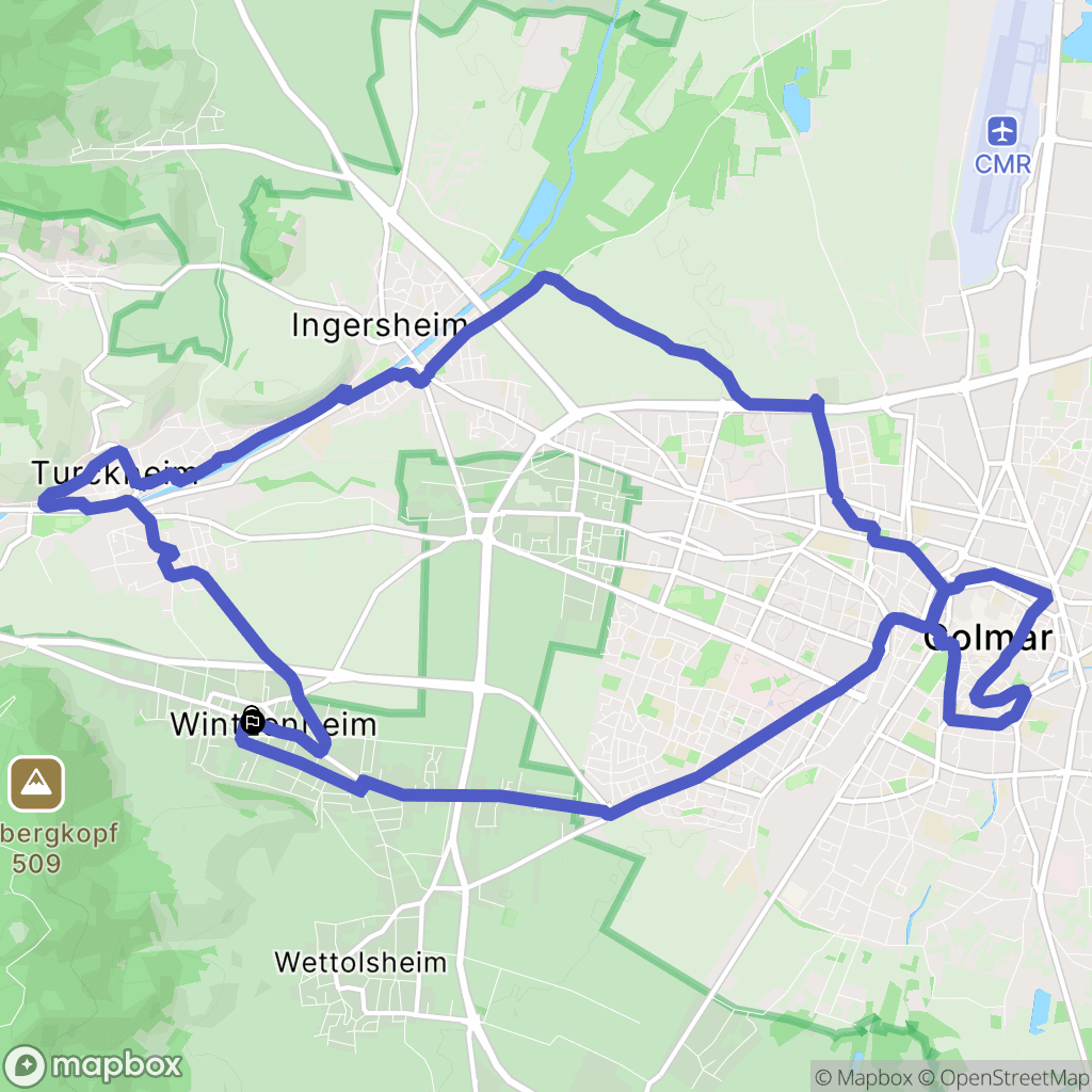 Wintzenheim : carte du parcours de randonnée - France