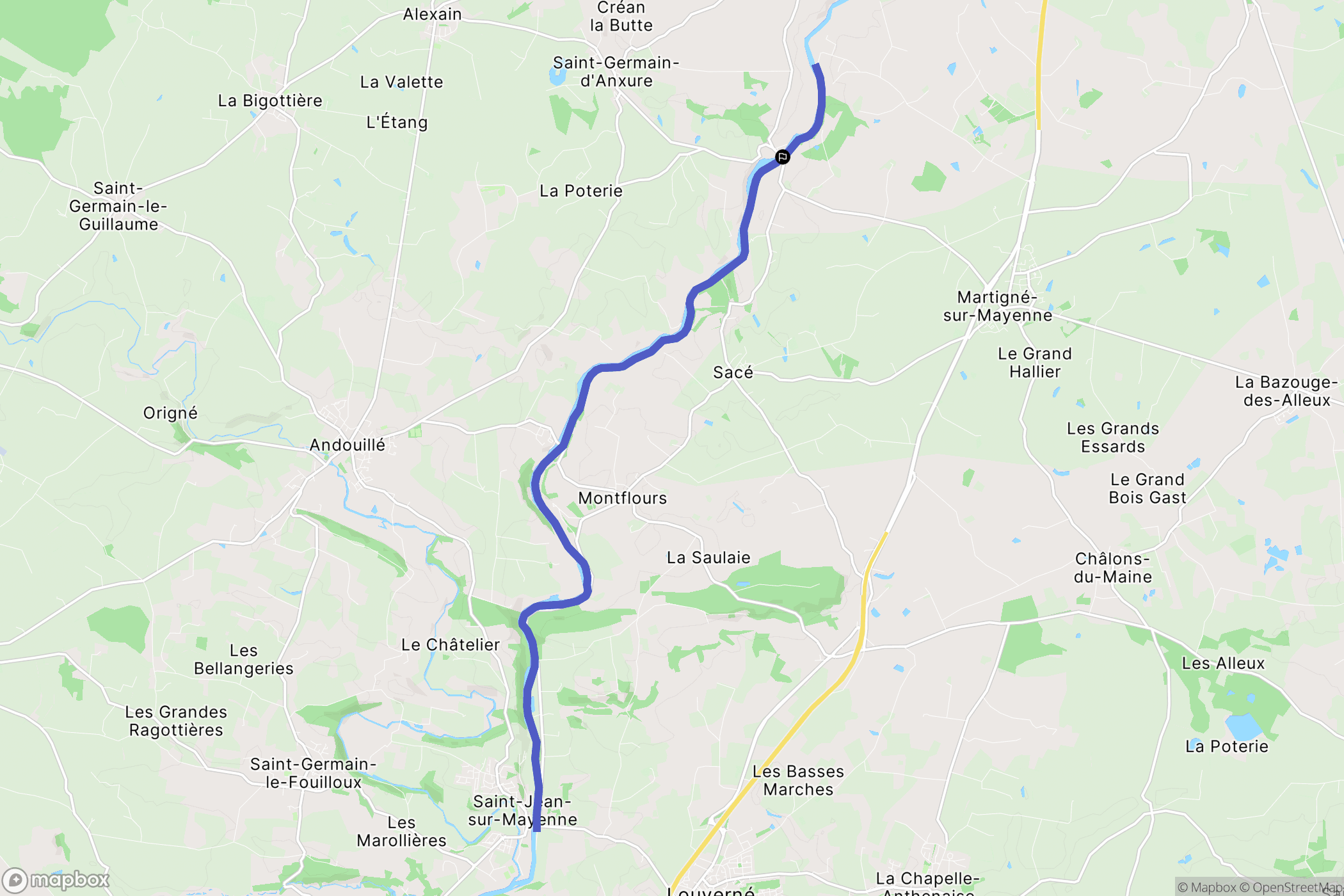Martigné-sur-Mayenne : carte du parcours de randonnée - France