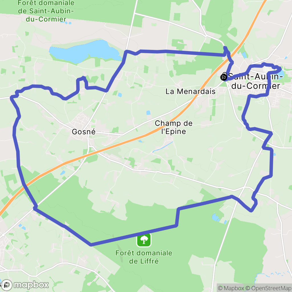 Saint-Aubin-du-Cormier : carte du parcours de randonnée - France