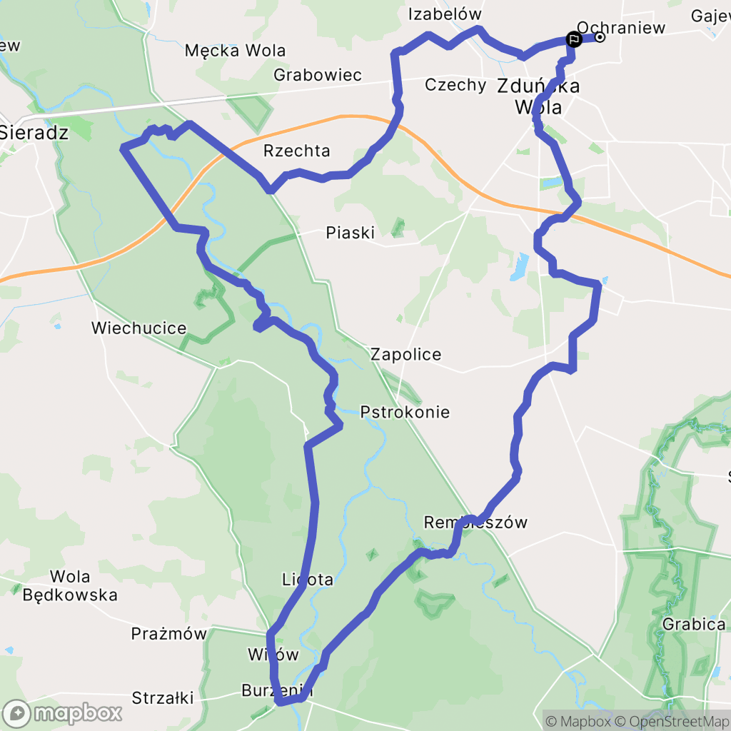 Janiszewice: mapa trasy - Poland
