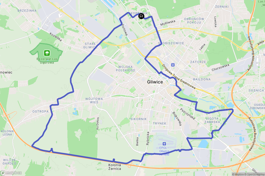 Gliwice: mapa trasy - Poland
