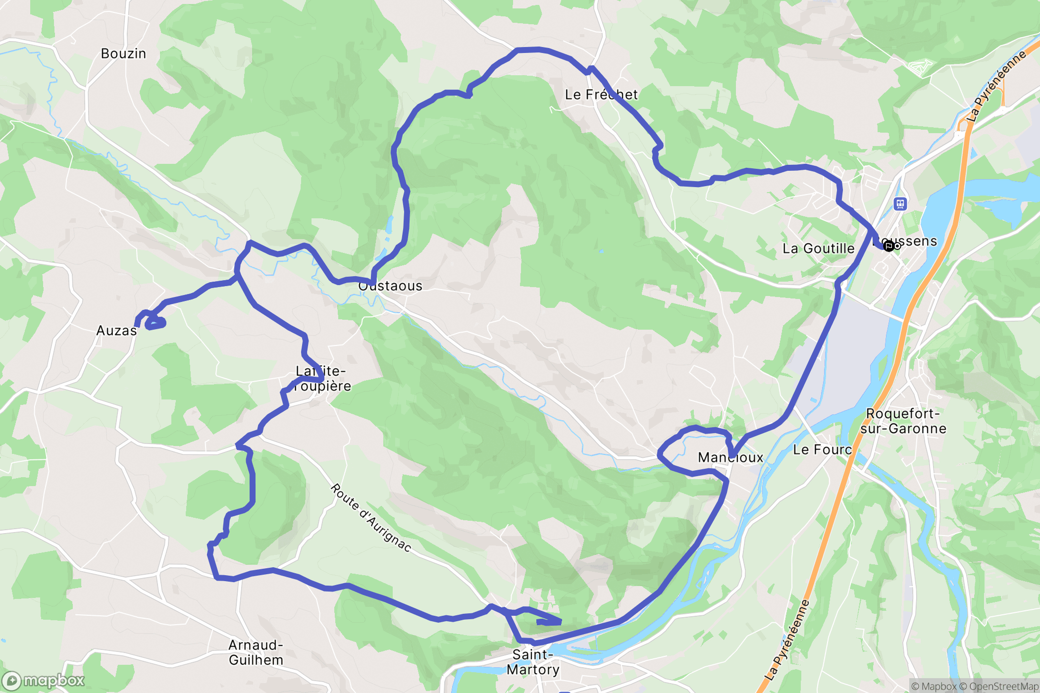 Boussens : carte du parcours de randonnée - France