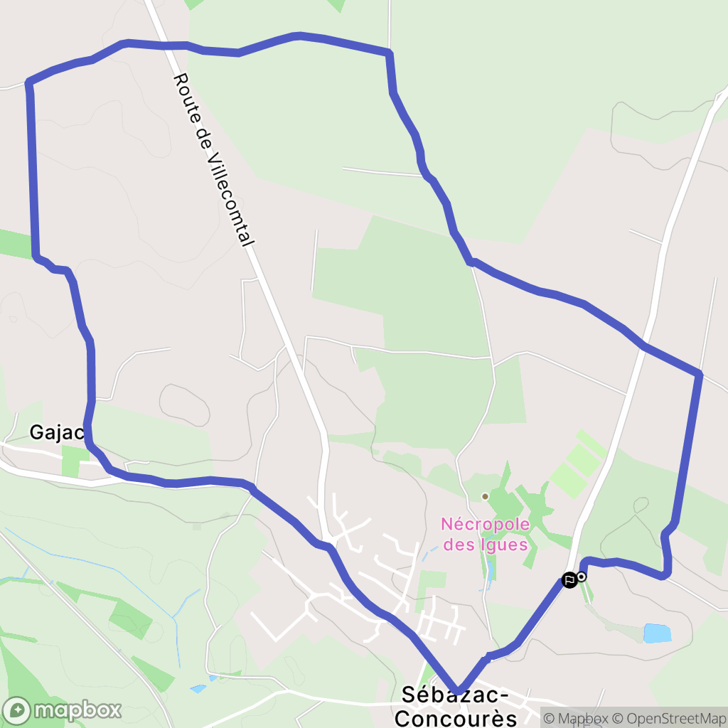 Sébazac-Concourès : carte du parcours de randonnée - France