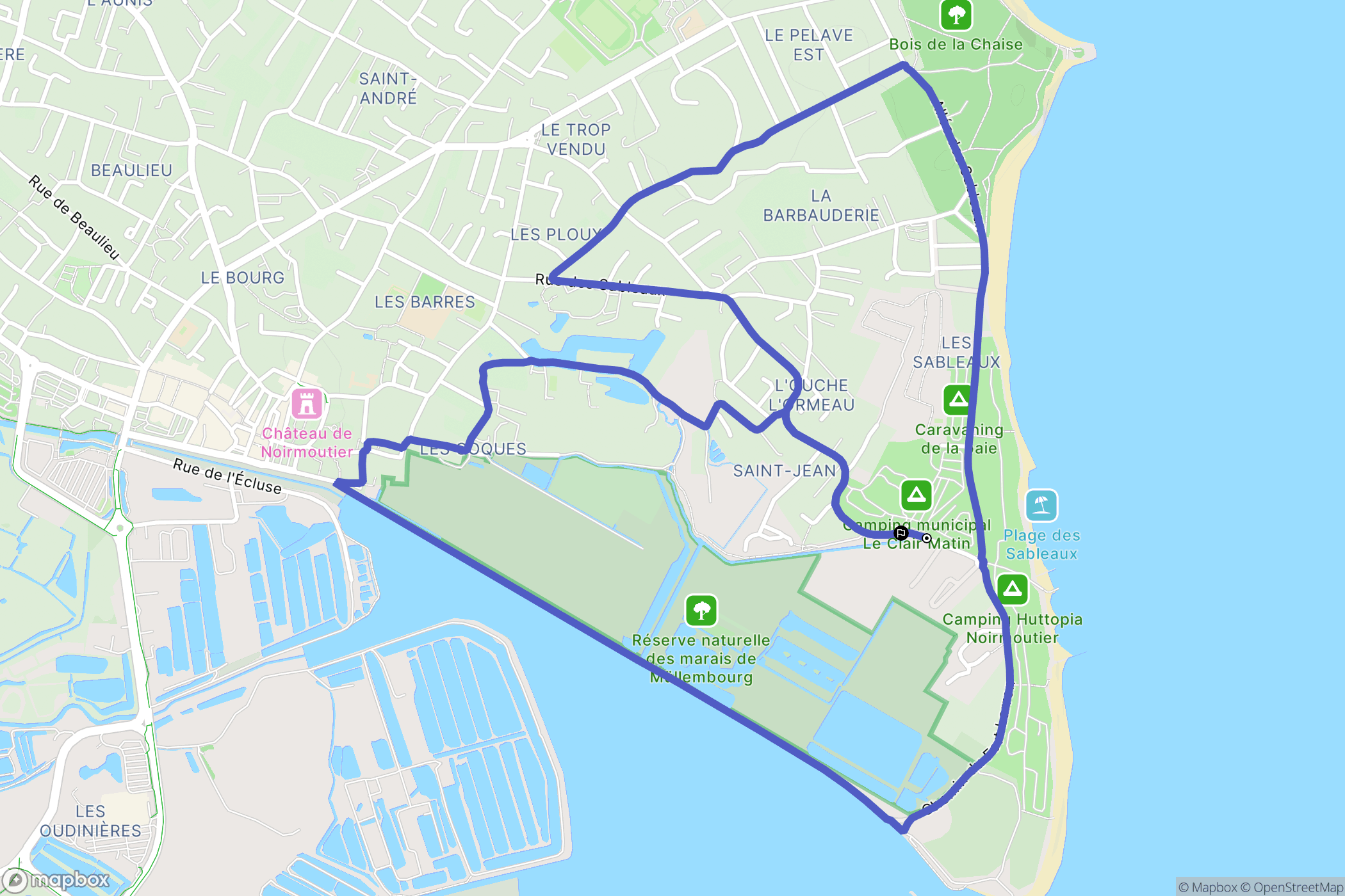 Noirmoutier-en-l'Île : carte du parcours de randonnée - France