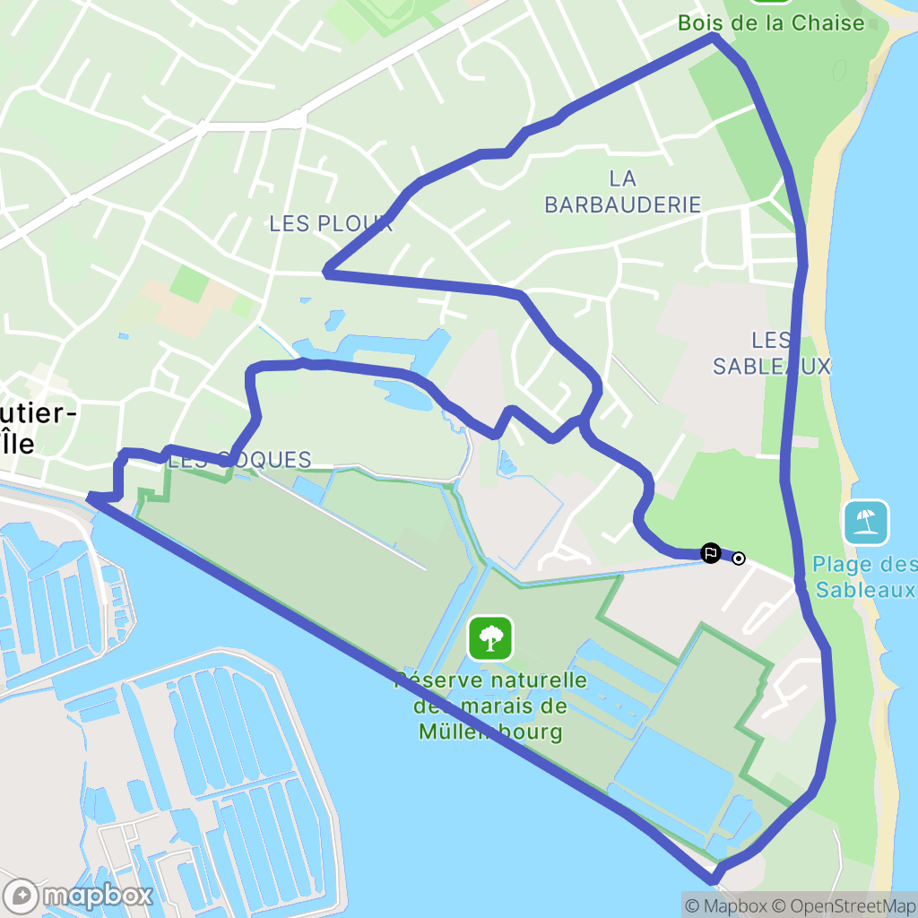 Noirmoutier-en-l'Île : carte du parcours de randonnée - France
