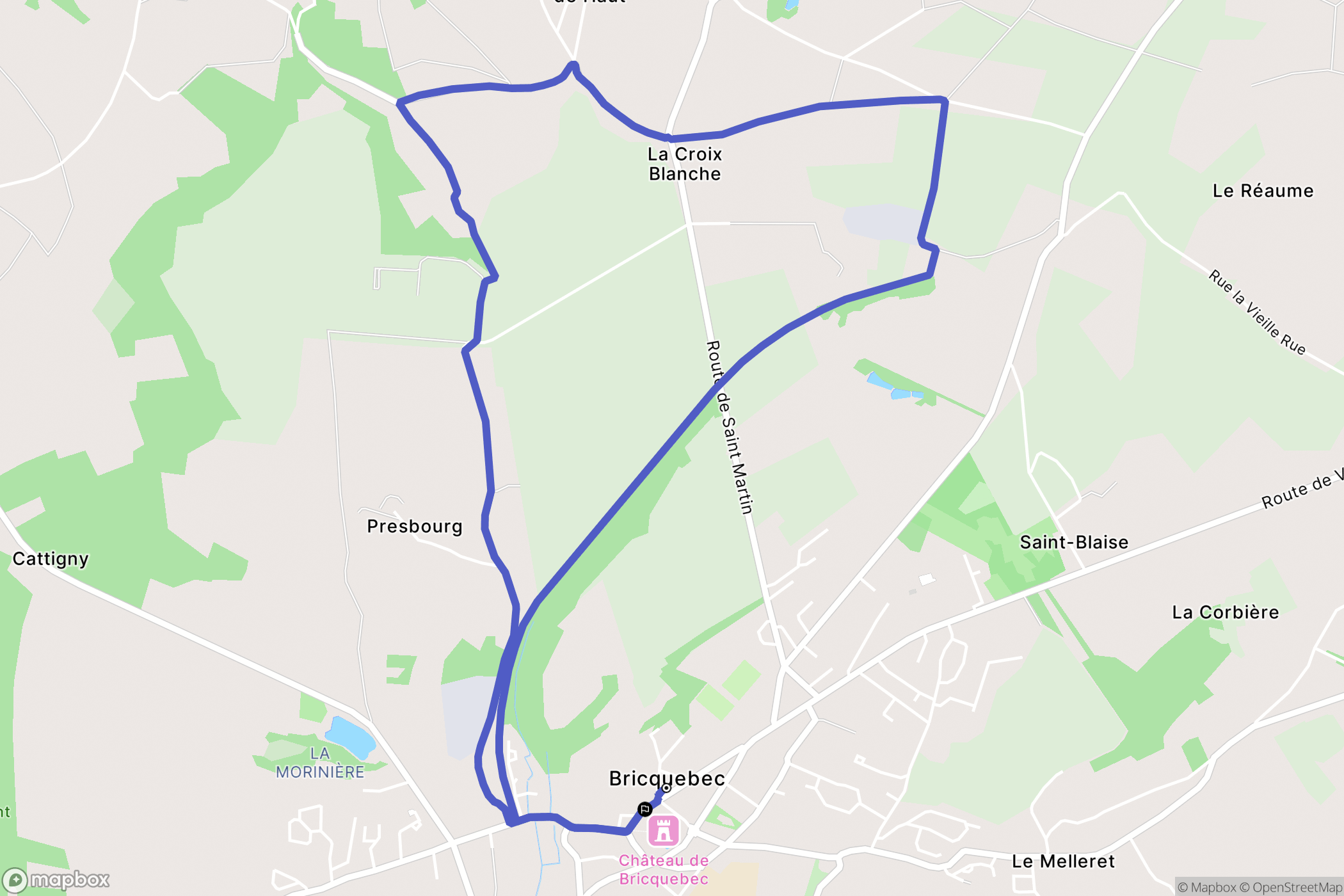 Bricquebec-en-Cotentin : carte du parcours de randonnée - France