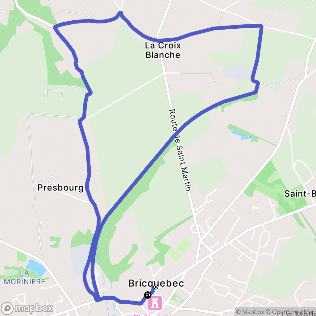 Bricquebec-en-Cotentin : carte du parcours de randonnée - France