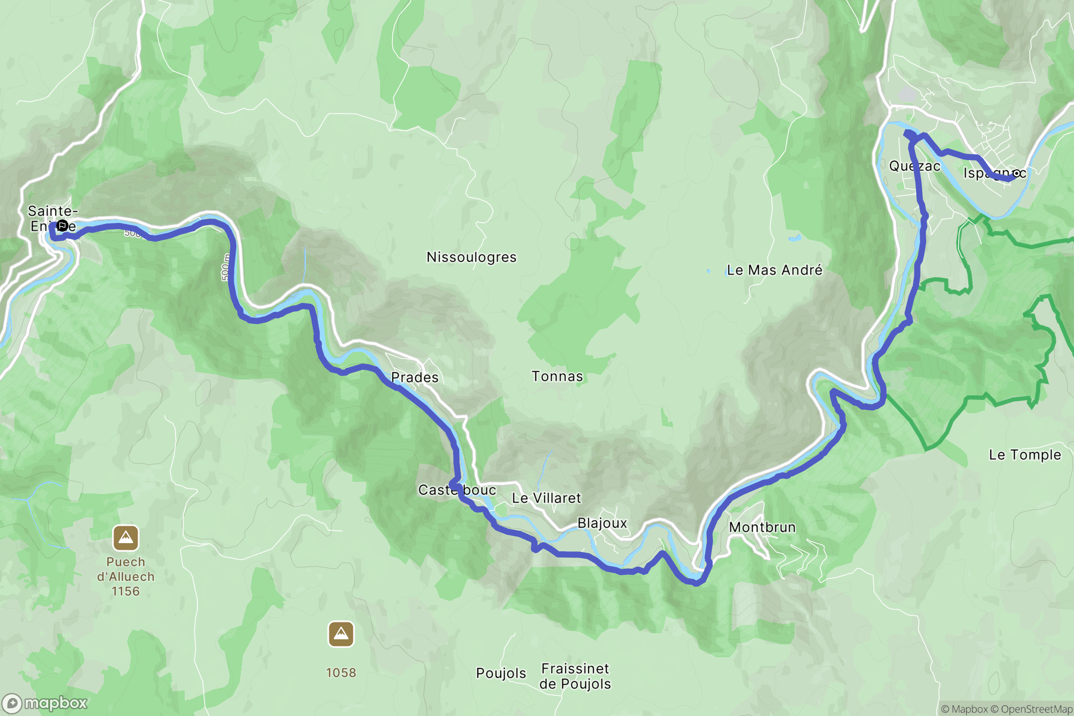 Ispagnac : carte du parcours de randonnée - France
