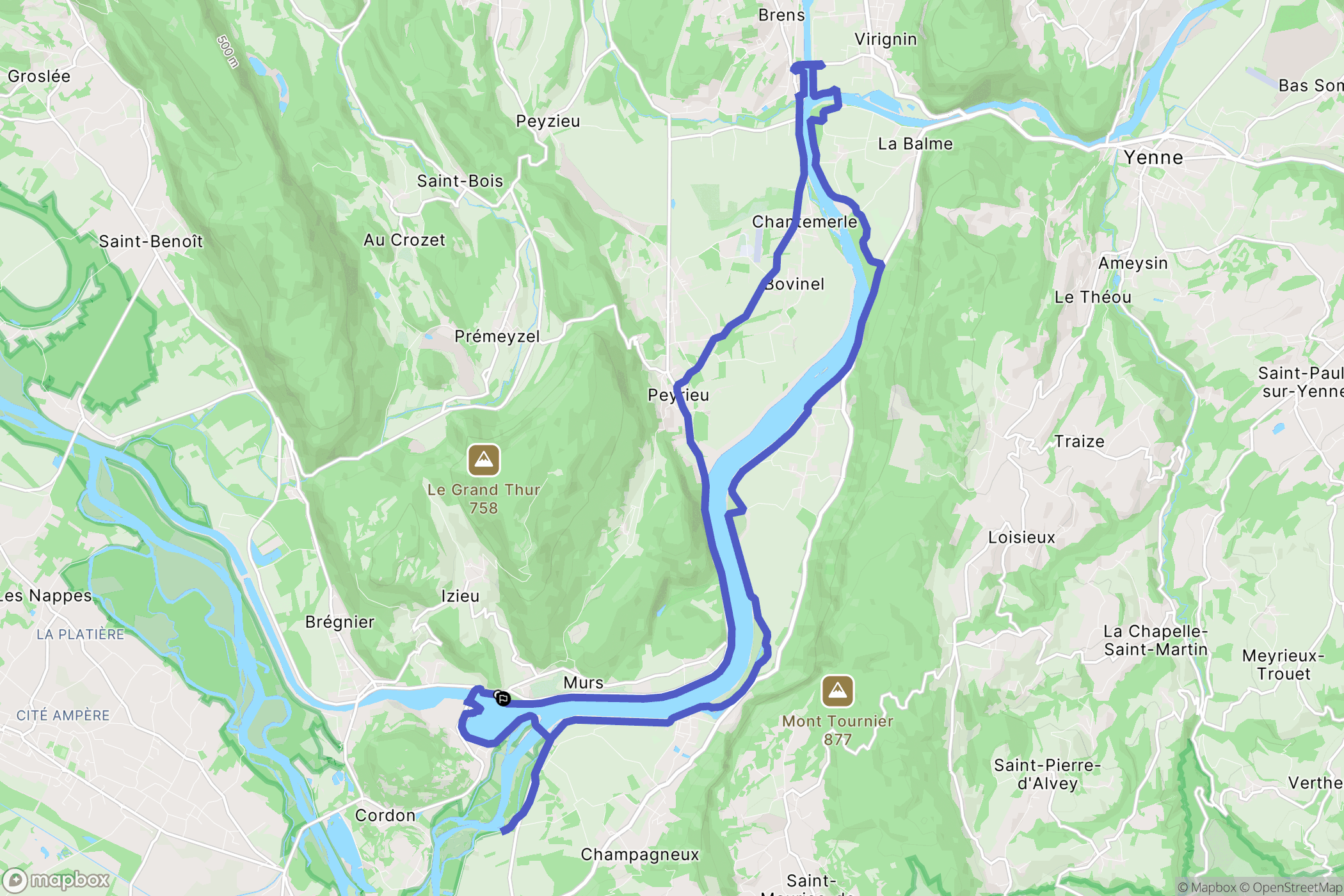 Murs-et-Gélignieux : carte du parcours de randonnée - France