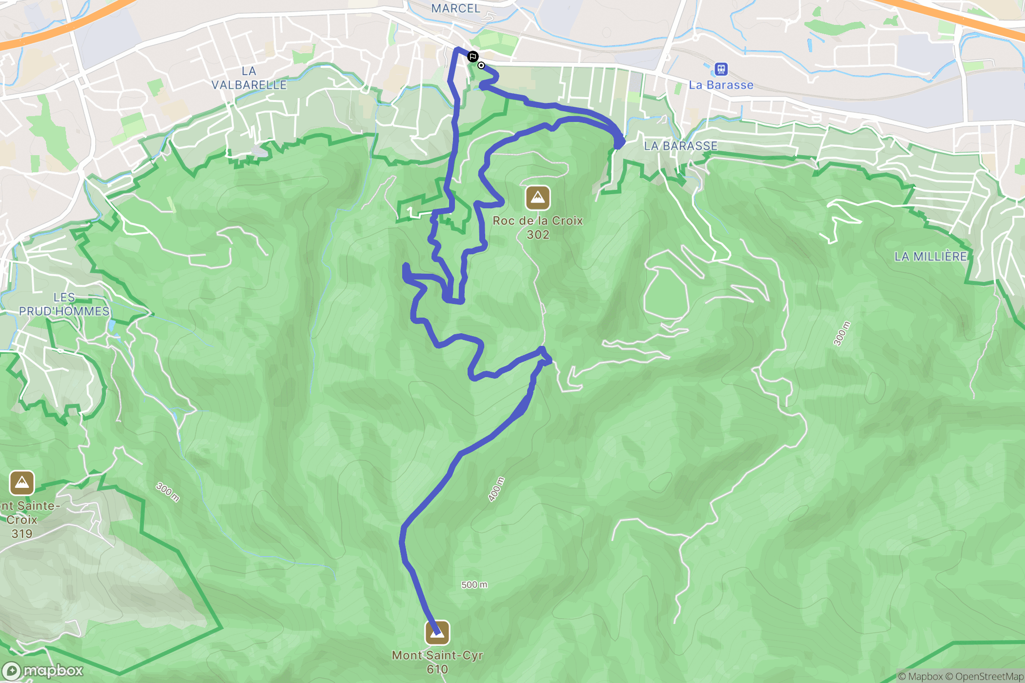 Marseille : carte du parcours de randonnée - France