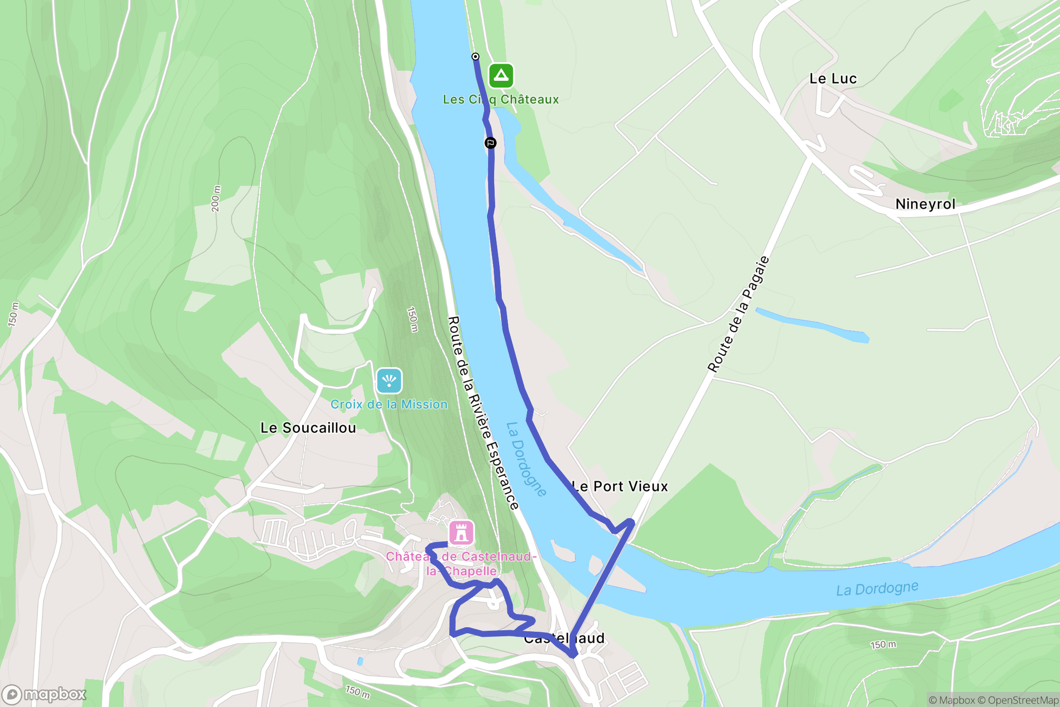 Vézac : carte du parcours de randonnée - France
