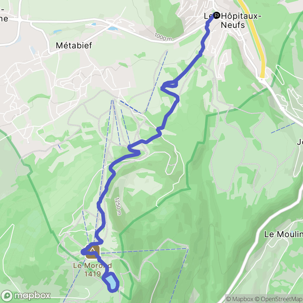 Les Hôpitaux-Neufs : carte du parcours de randonnée - France