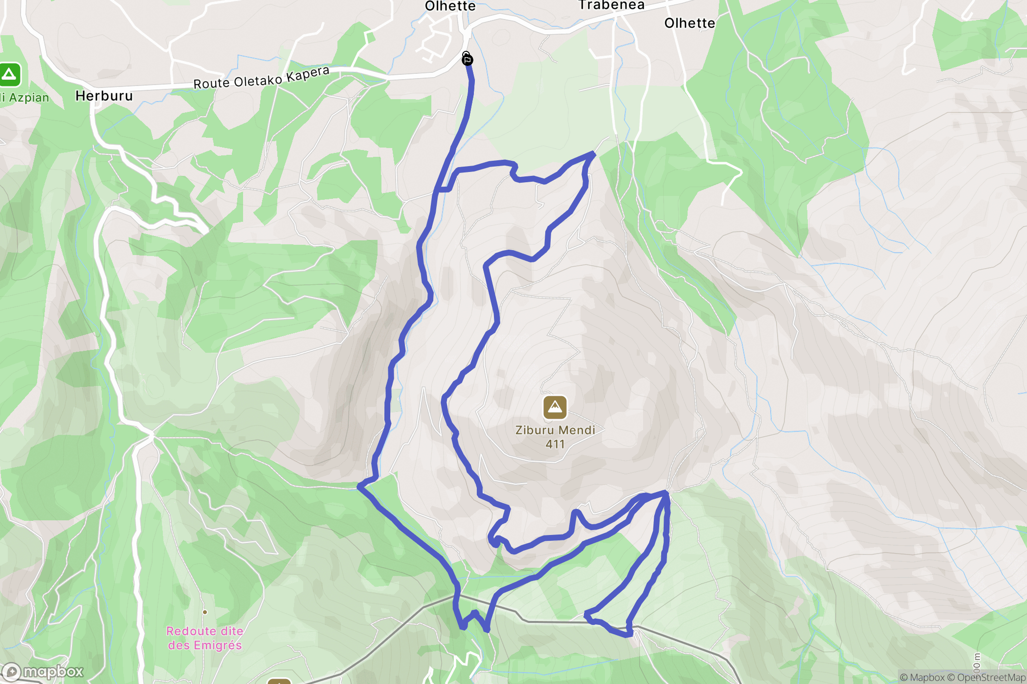 Urrugne : carte du parcours de randonnée - France