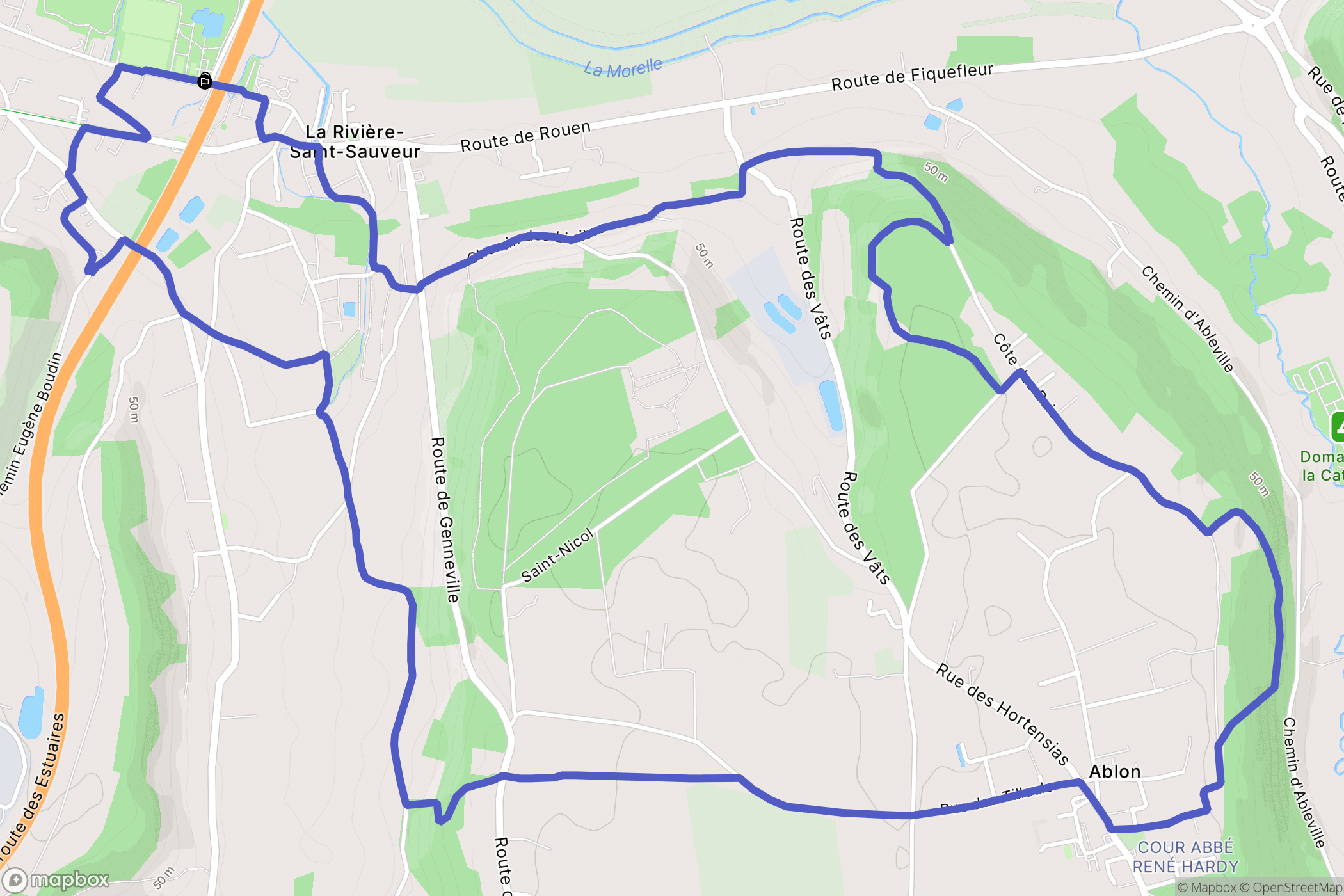 La Rivière-Saint-Sauveur : carte du parcours de randonnée - France