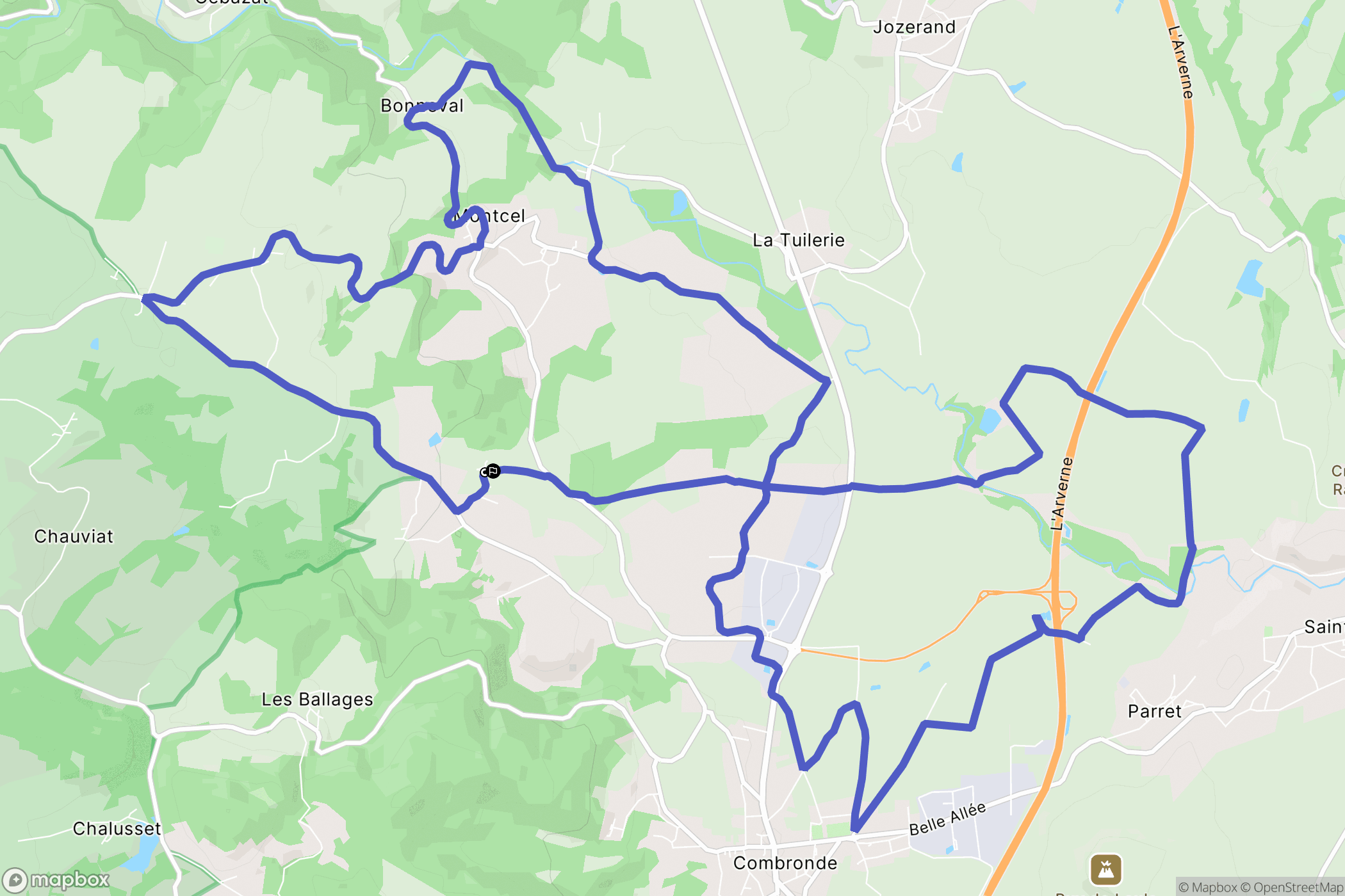 Montcel : carte du parcours de randonnée - France