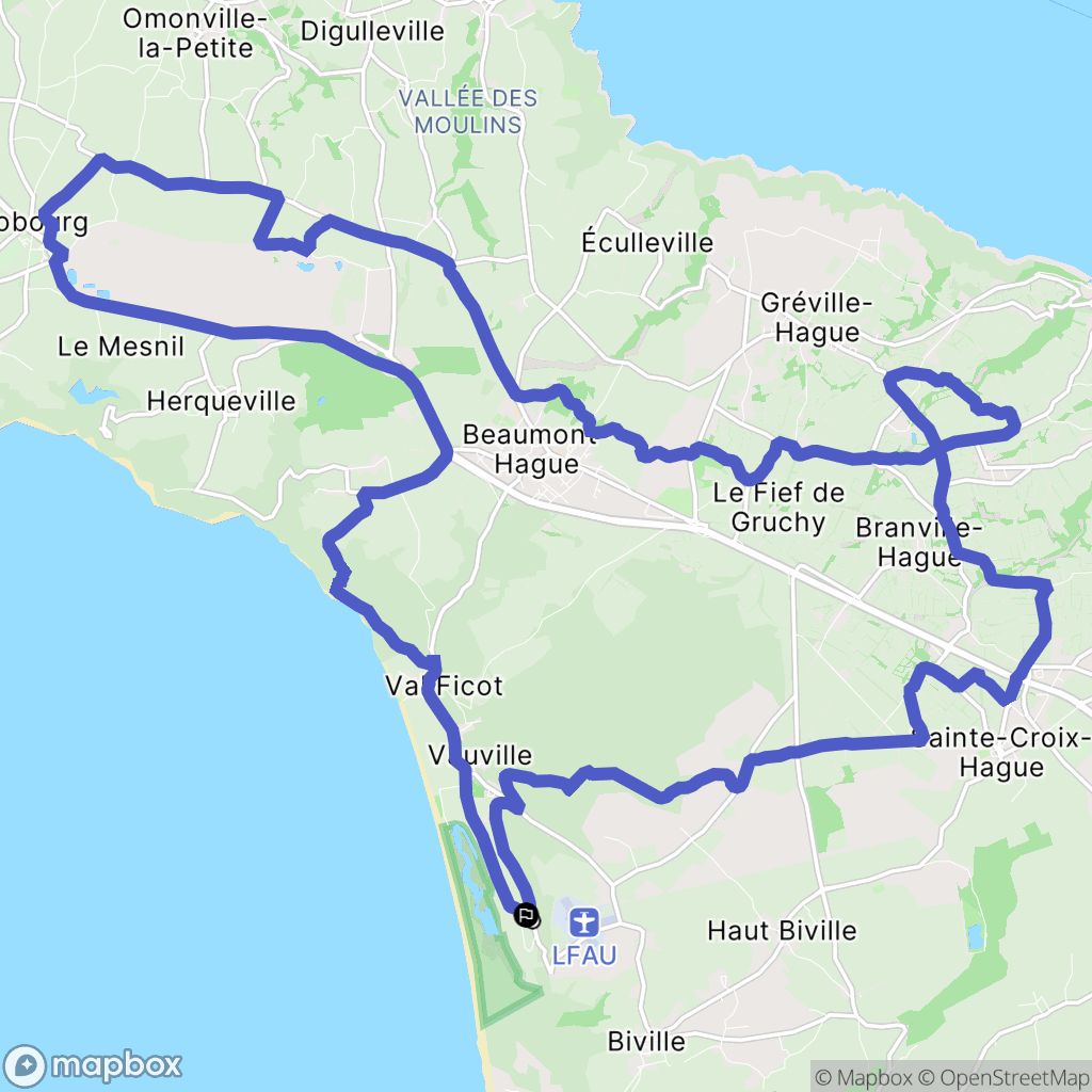 La Hague : carte du parcours de randonnée - France