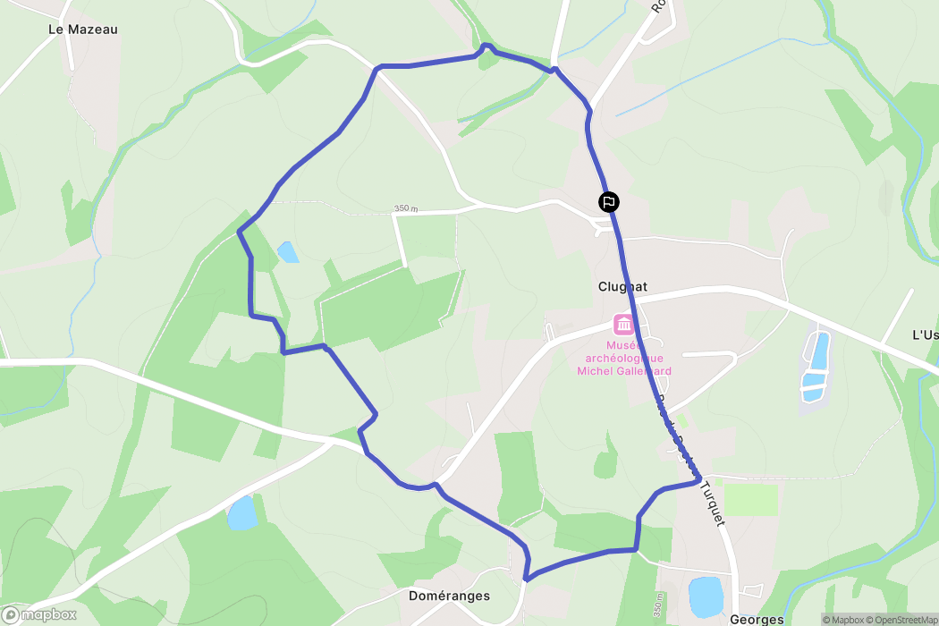 Clugnat : carte du parcours de randonnée - France