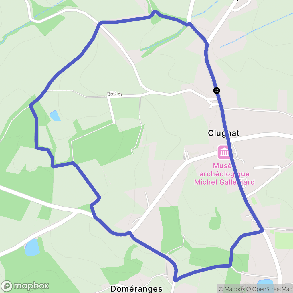 Clugnat : carte du parcours de randonnée - France