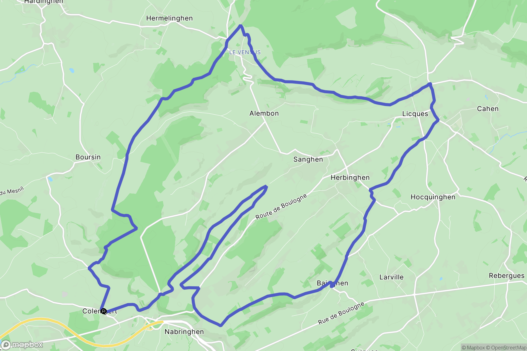 Colembert : carte du parcours de randonnée - France