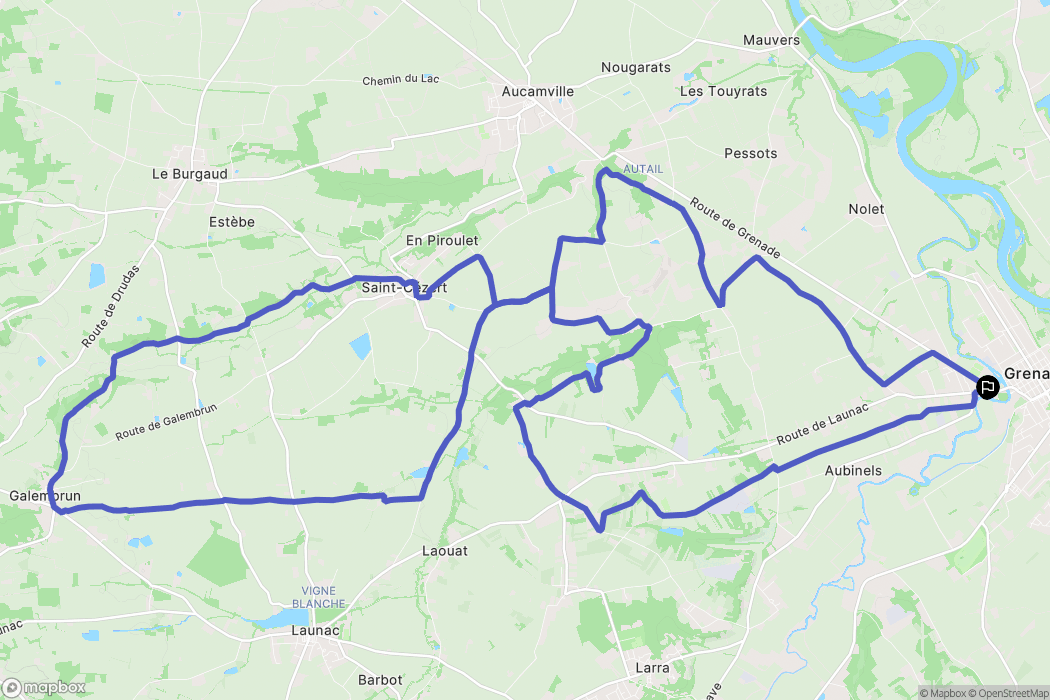 Grenade : carte du parcours de randonnée - France