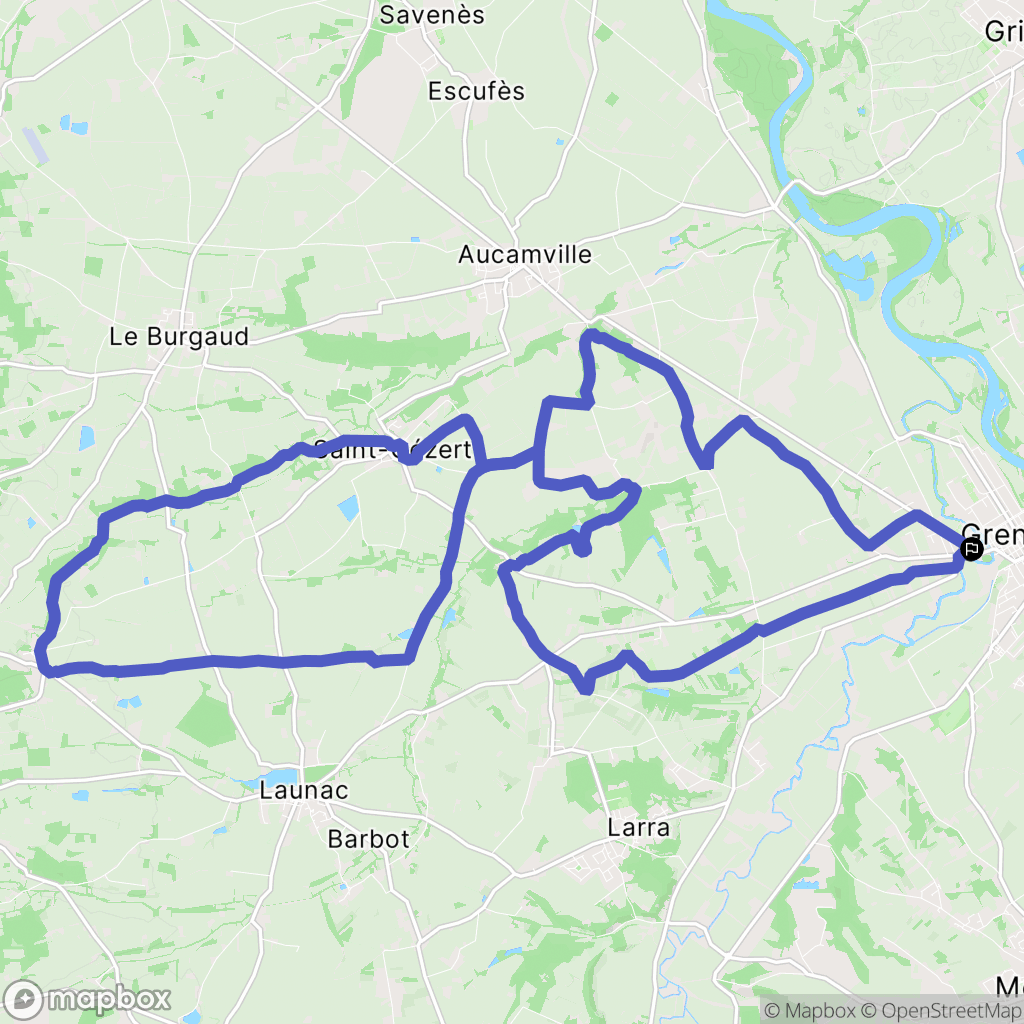 Grenade : carte du parcours de randonnée - France