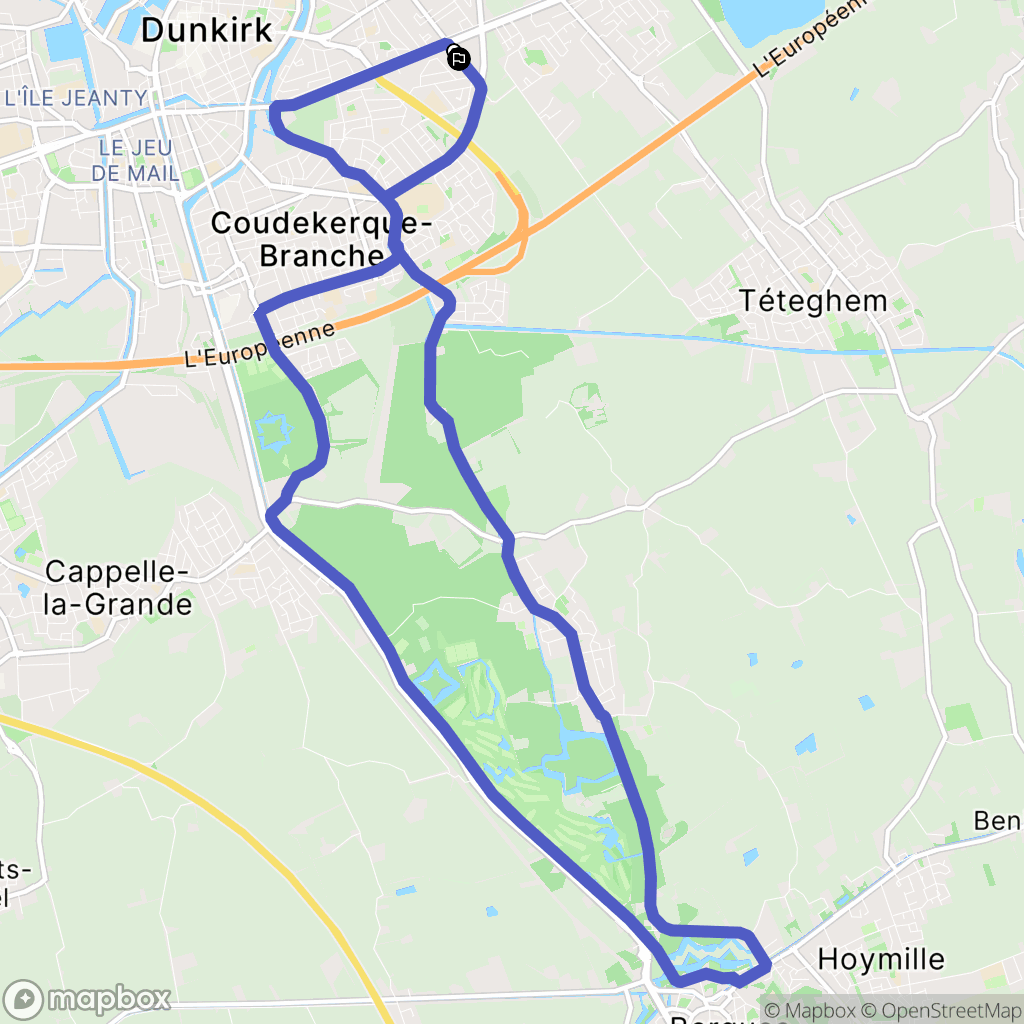 Coudekerque-Branche : carte du parcours de randonnée - France