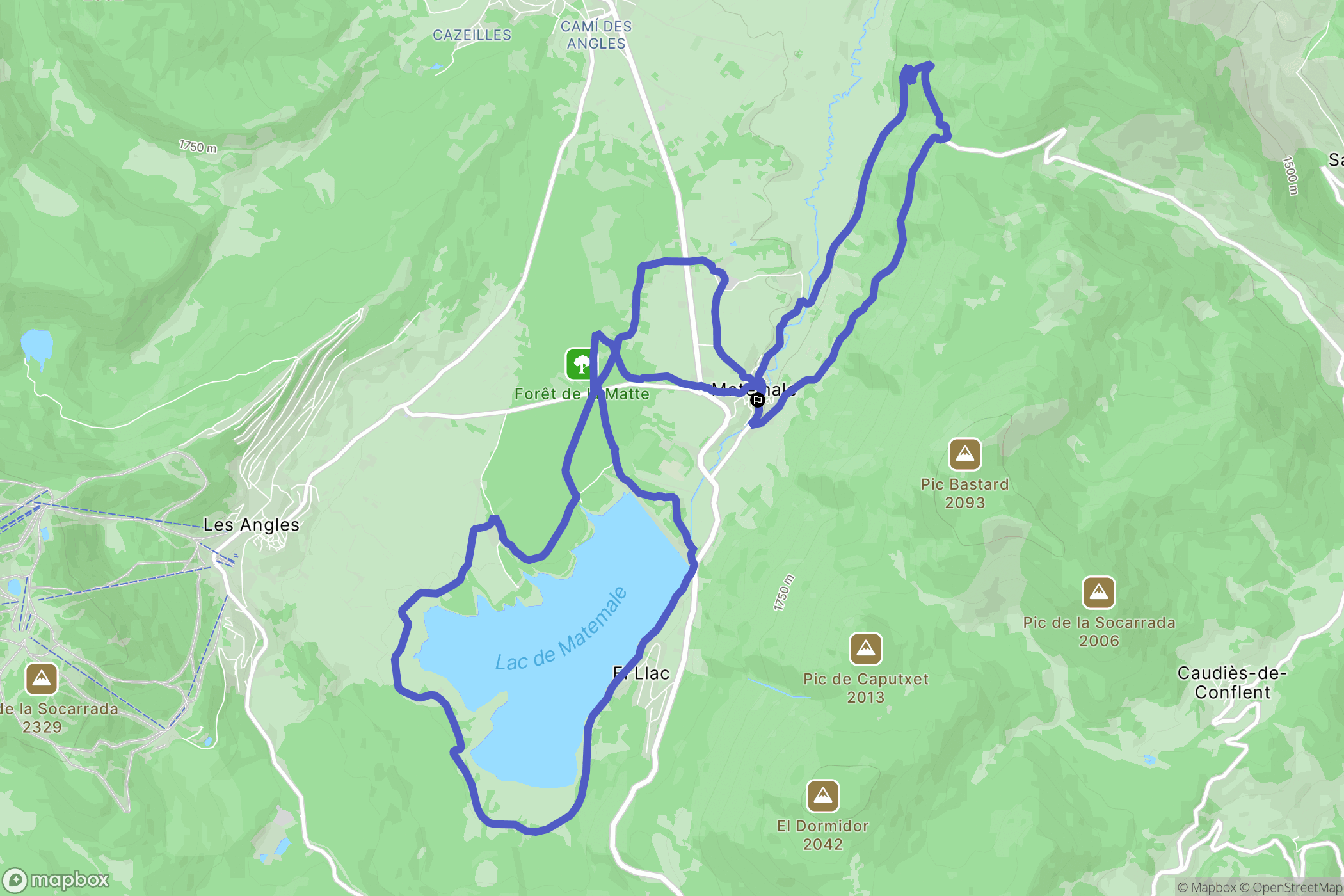 Matemale : carte du parcours de randonnée - France