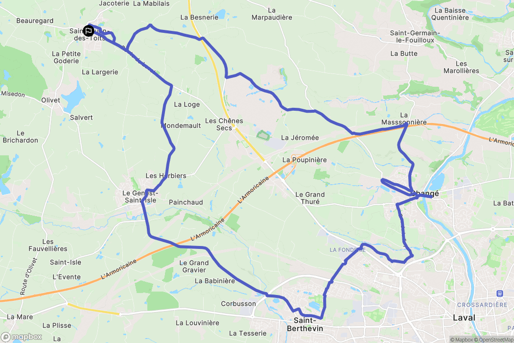 Saint-Ouën-des-Toits : carte du parcours de randonnée - France