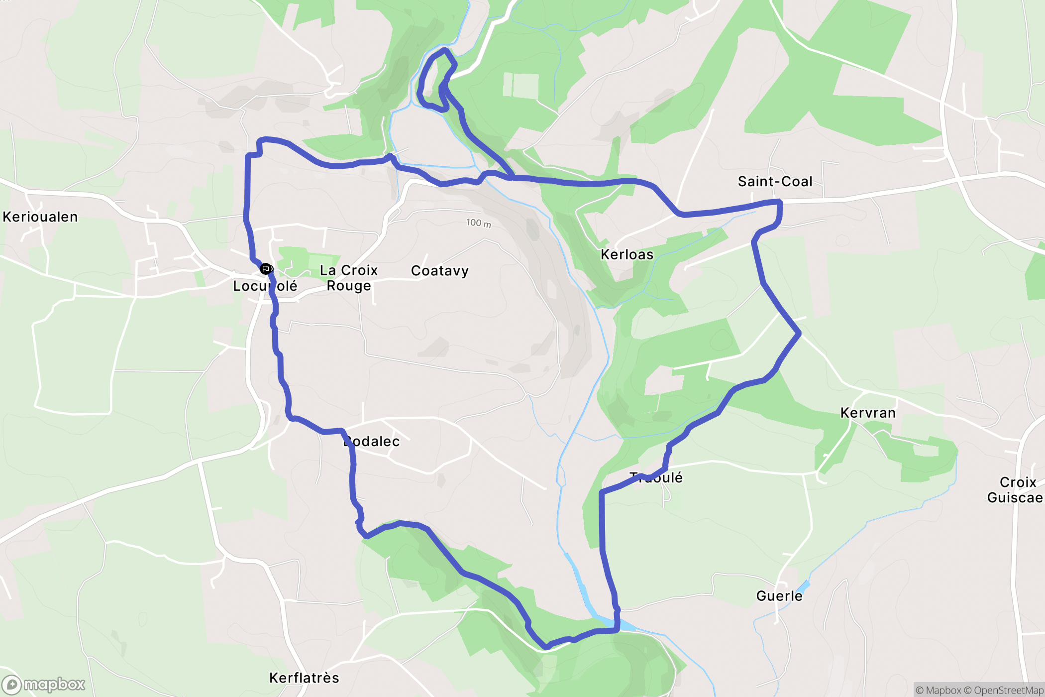 Locunolé : carte du parcours de randonnée - France