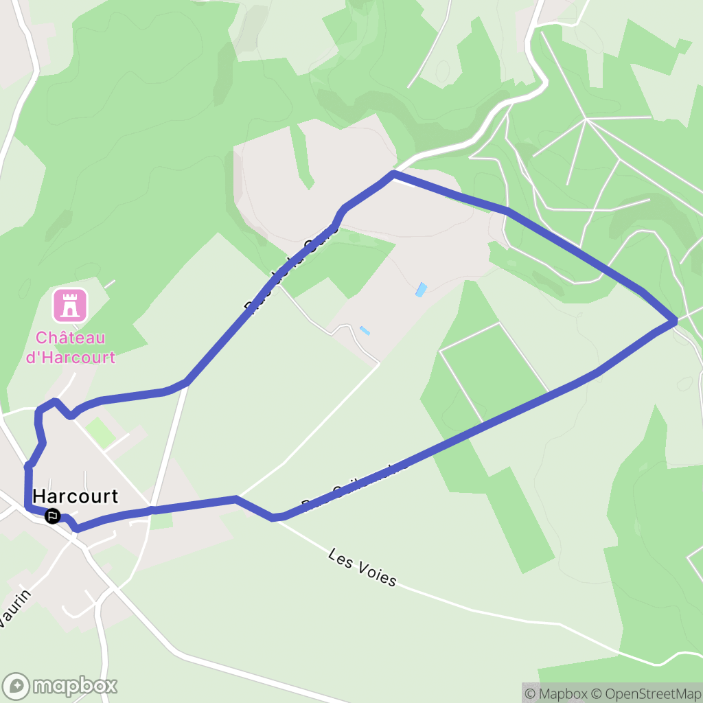 Harcourt : carte du parcours de randonnée - France