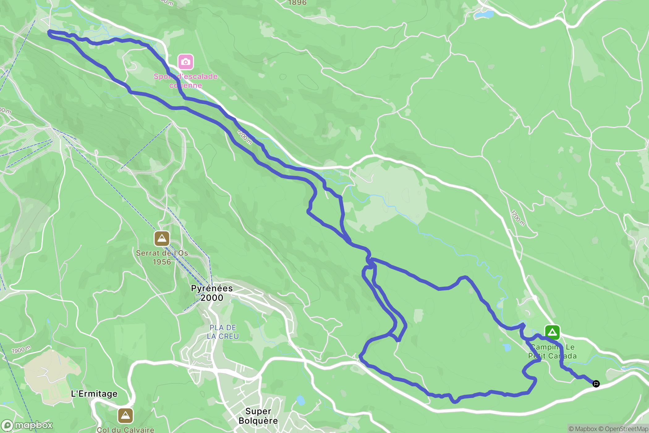 Bolquère : carte du parcours de randonnée - France