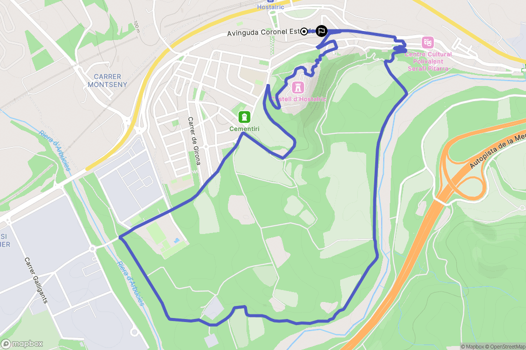 Hostalric : carte du parcours de randonnée - Spain