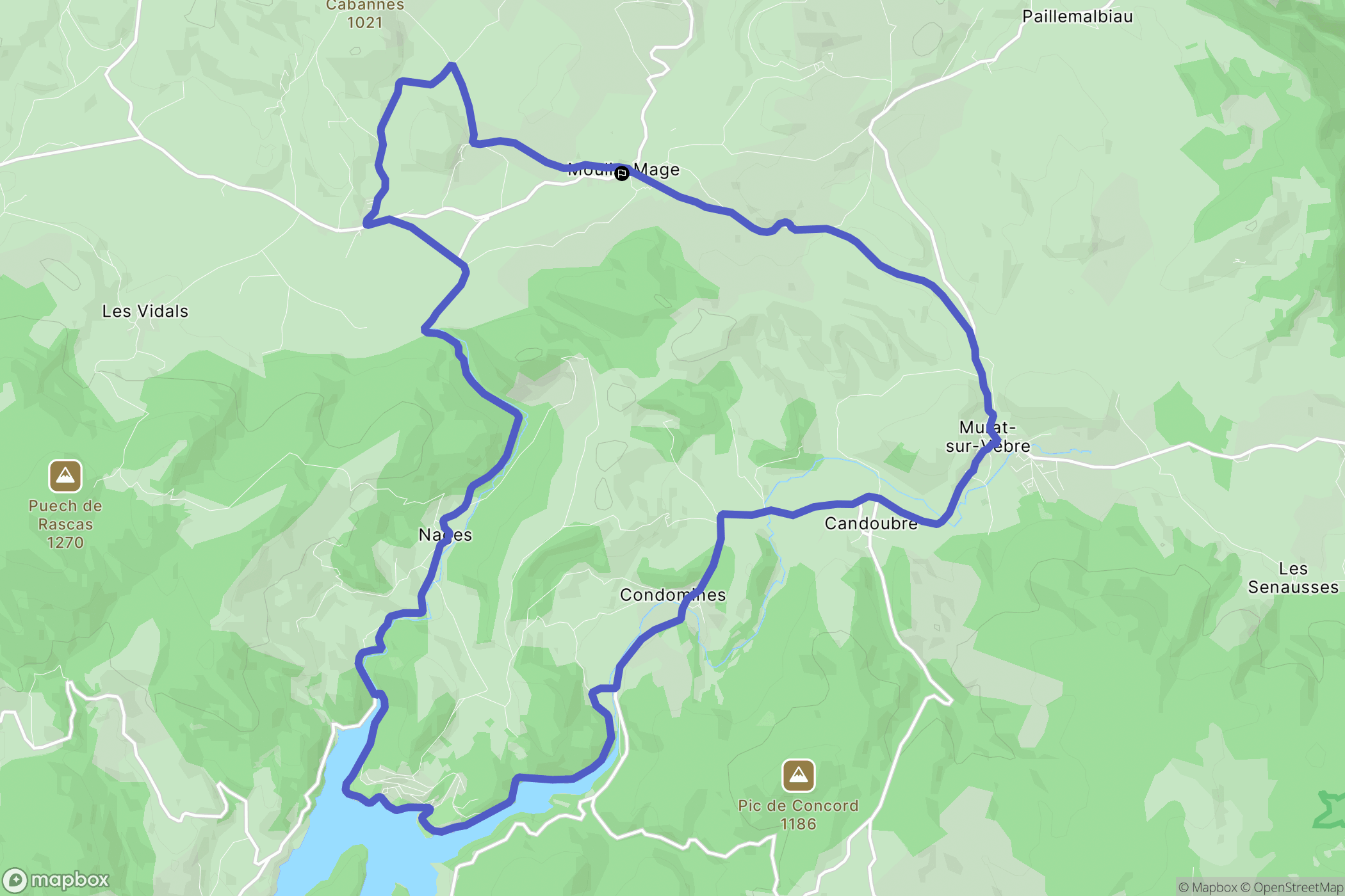 Moulin-Mage : carte du parcours de randonnée - France