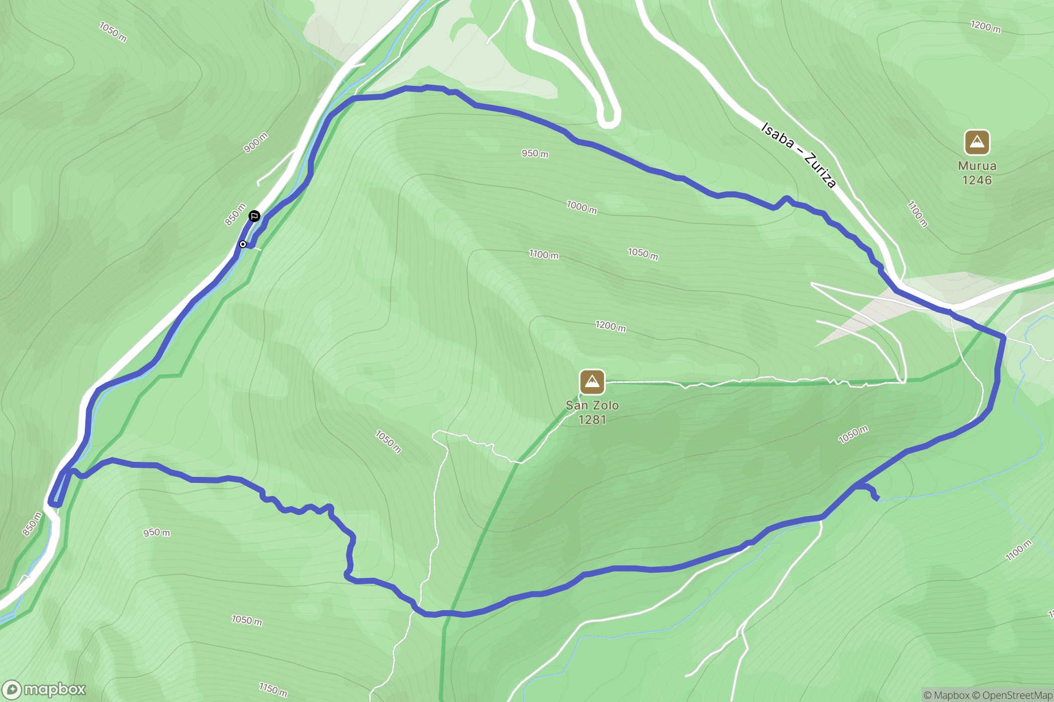 Isaba : carte du parcours de randonnée - Spain