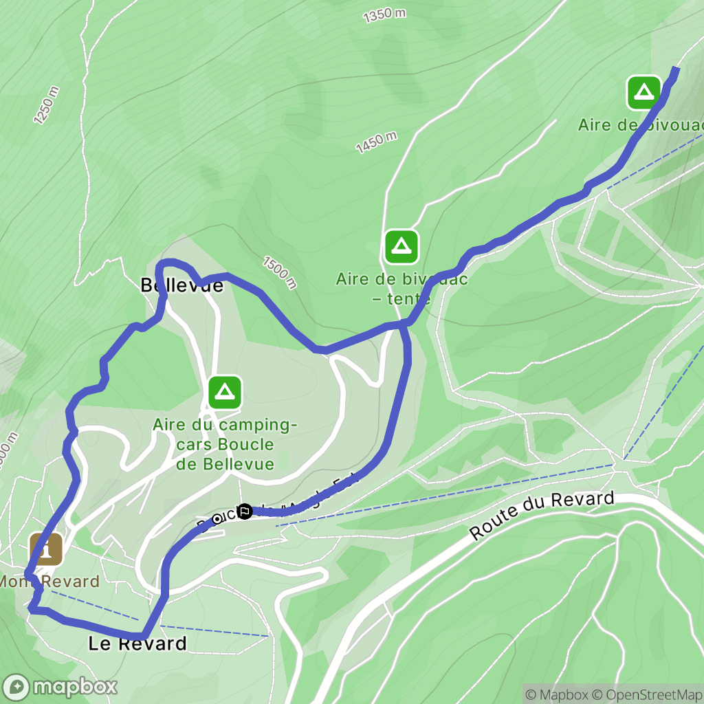 Les Déserts : carte du parcours de randonnée - France
