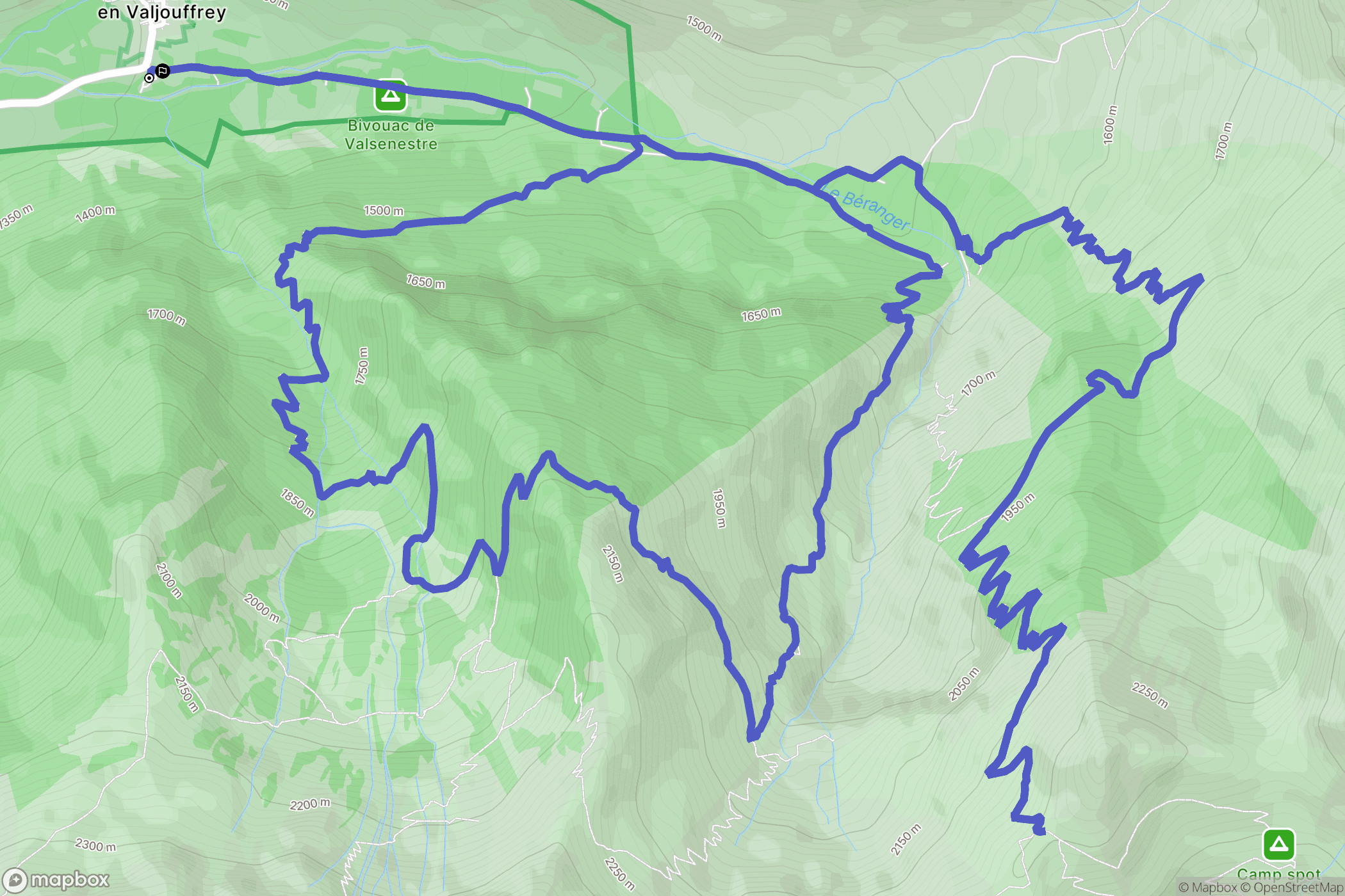 Valjouffrey : carte du parcours de randonnée - France