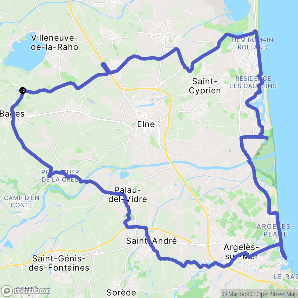 Bages : carte du parcours de randonnée - France