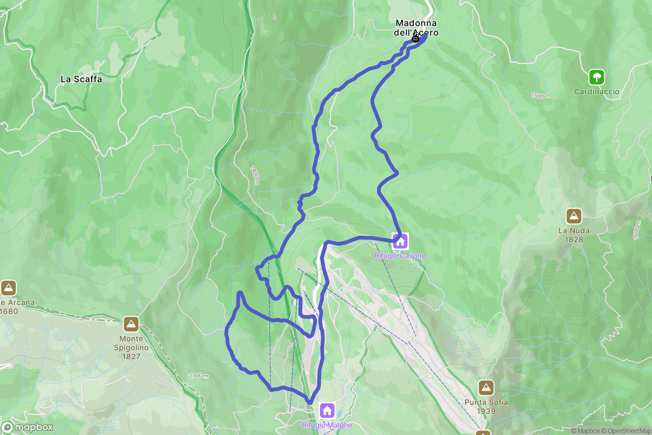  : carte du parcours de randonnée - Italy