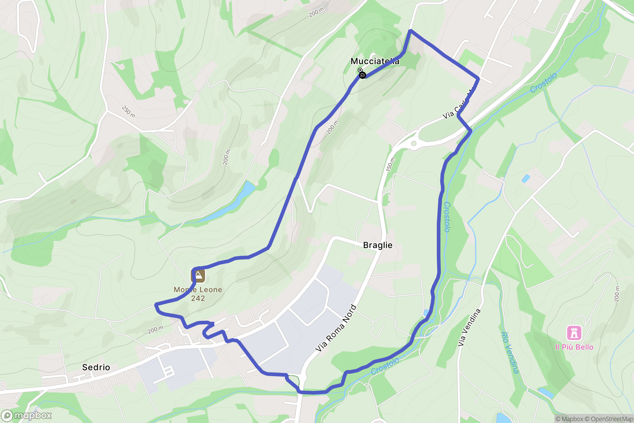 : carte du parcours de randonnée - Italy