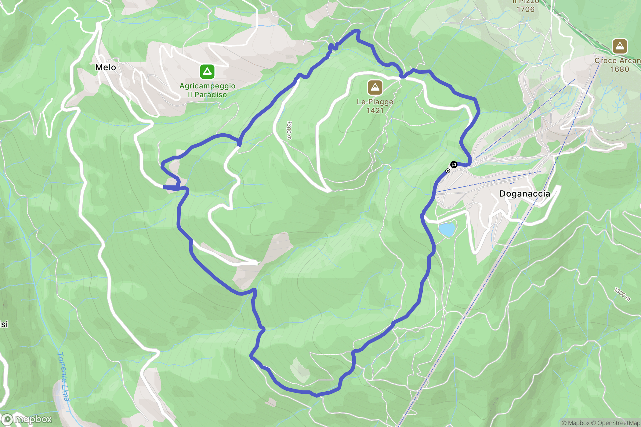 Doganaccia : carte du parcours de randonnée - Italy
