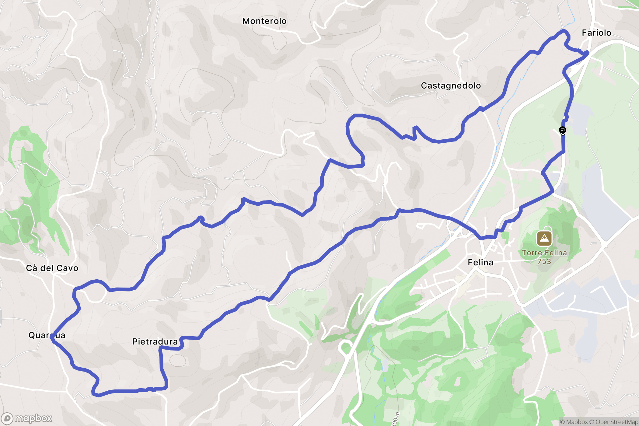 Felina : carte du parcours de randonnée - Italy