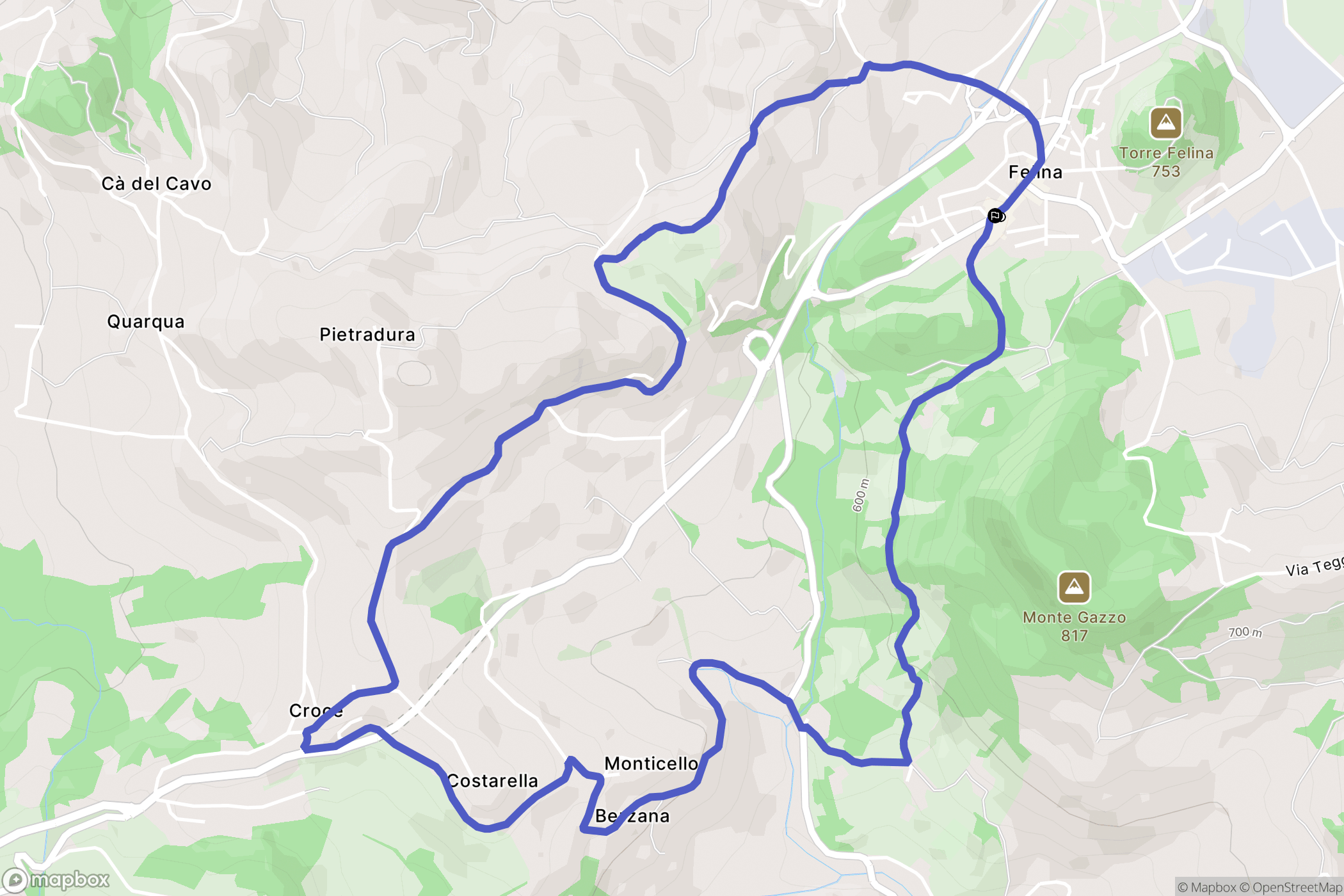 Felina : carte du parcours de randonnée - Italy